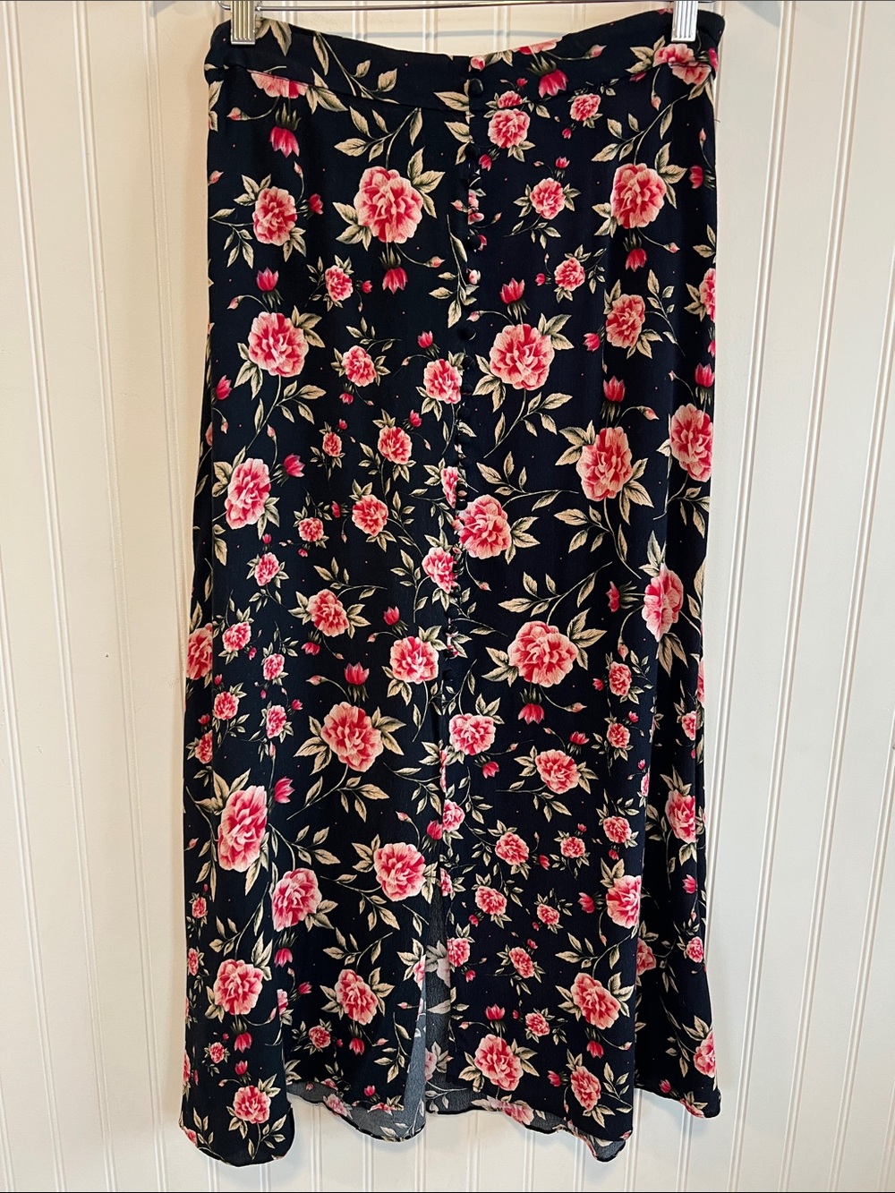 Philosophy Black Maxi Skirt with Pink Floral Print